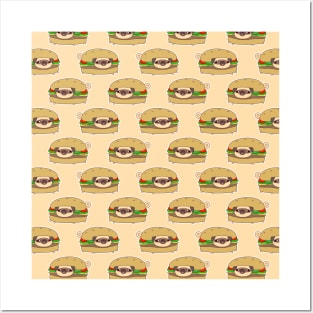 Silly Burger Pug Pattern Posters and Art